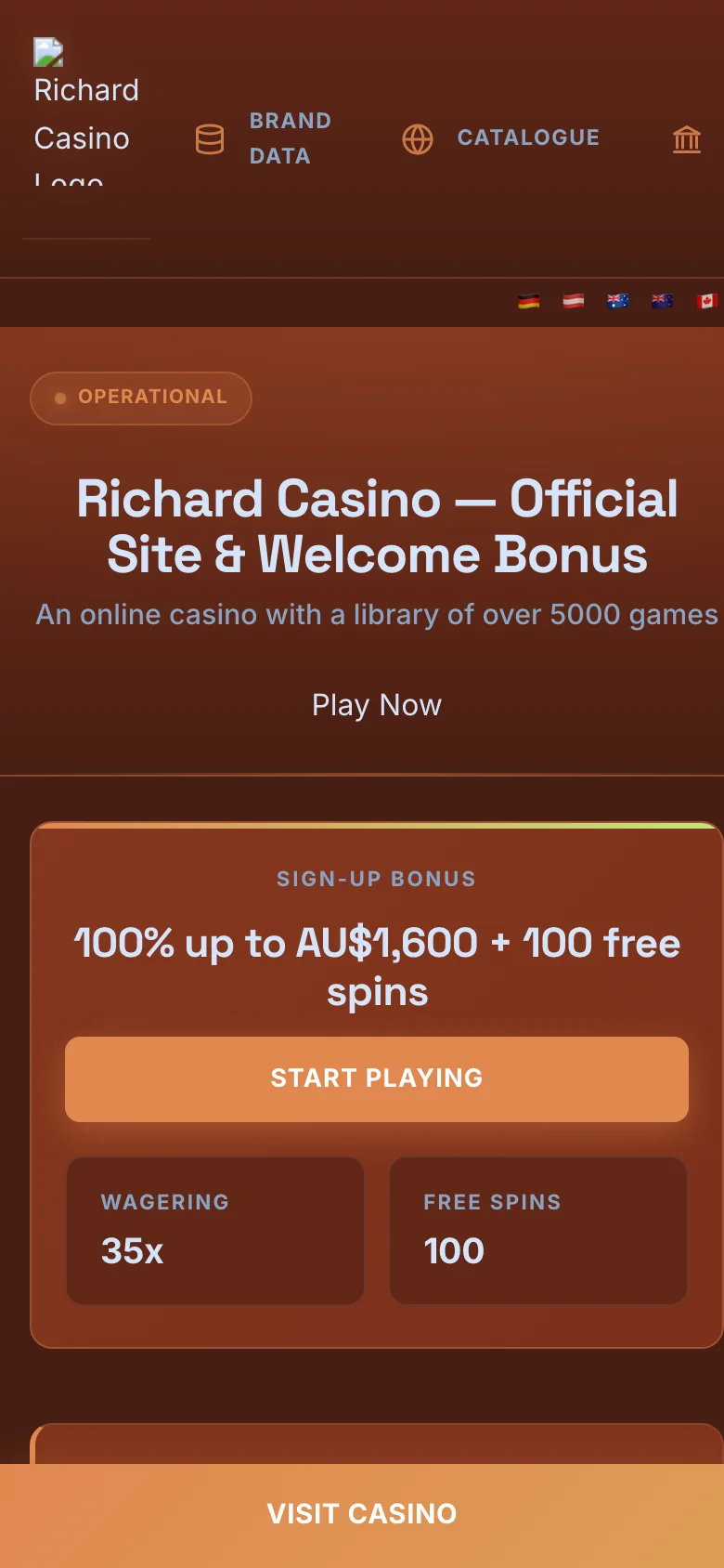 Richard Casino mobile lobby screenshot